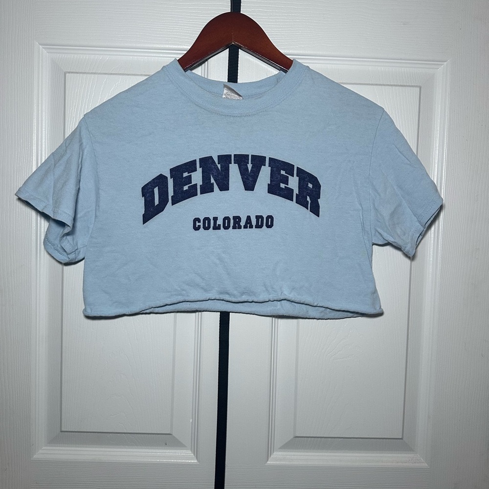 Light Blue Denver Colorado Crop Top